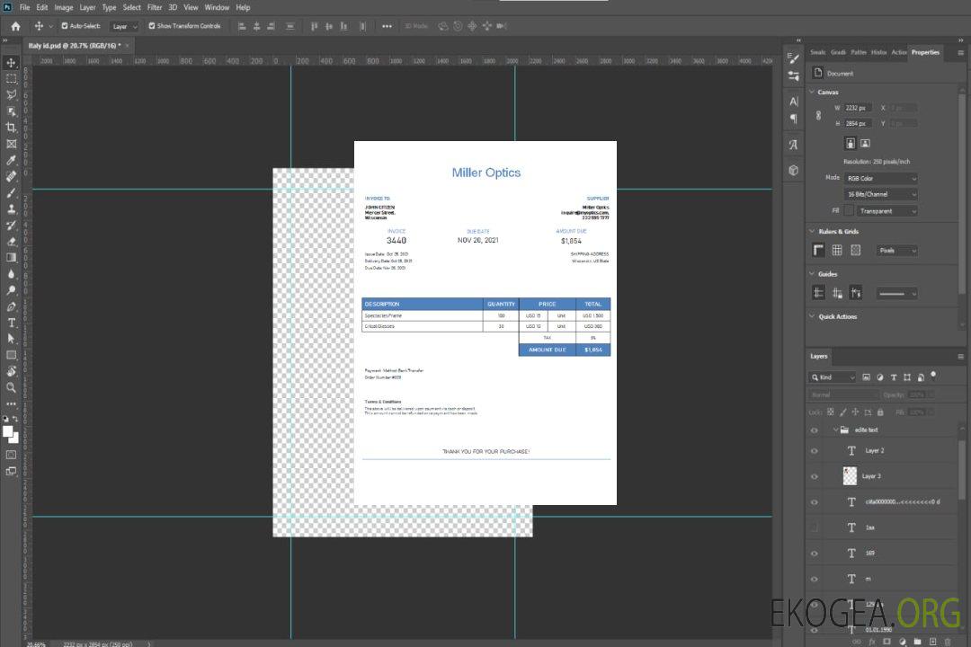Facture USA Miller Optics template Facture USA Miller Optics template